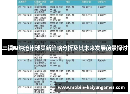 三镇吸纳沧州球员新策略分析及其未来发展前景探讨
