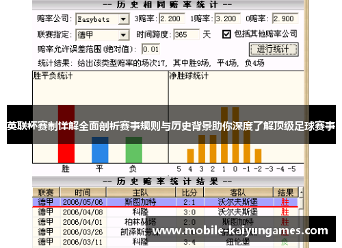 英联杯赛制详解全面剖析赛事规则与历史背景助你深度了解顶级足球赛事